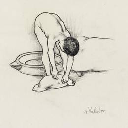 《女裸体，洗自己》苏珊娜·瓦拉东(Suzanne Valadon)高清作品欣赏