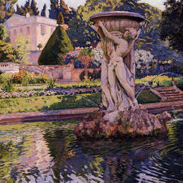 《别墅与喷泉花园》西奥·凡·莱西尔伯格(Theo van Rysselberghe)高清作品欣赏