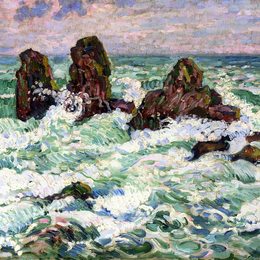 《岩石》西奥·凡·莱西尔伯格(Theo van Rysselberghe)高清作品欣赏