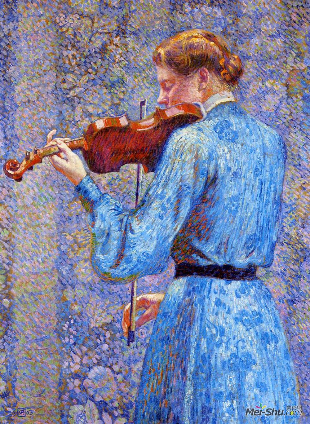 拉提琴的女孩油画作者图片