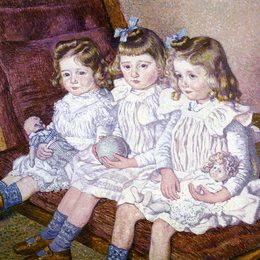 《托马斯布劳恩的三个女儿》西奥·凡·莱西尔伯格(Theo van Rysselberghe)高清作品欣赏