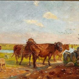 《萨尔特岛上的牛》西奥多·菲利普森(Theodor Philipsen)高清作品欣赏
