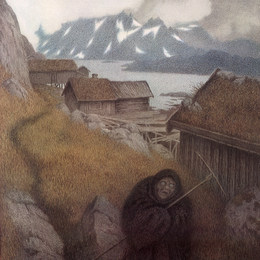 《她正穿过乡间。》蒂奥多·吉特尔森(Theodor Severin Kittelsen)高清作品欣赏