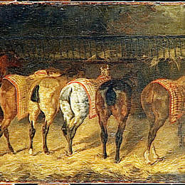 《从后面看到的五匹马》泰奥多尔·席里柯(Theodore Gericault)高清作品欣赏