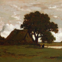 《池塘附近的小屋》西奥多·卢索(Theodore Rousseau)高清作品欣赏