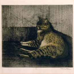 《睡在角落里的猫》索菲尔·史坦林(Theophile Steinlen)高清作品欣赏