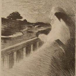 《坐在阳台上的夫妇》索菲尔·史坦林(Theophile Steinlen)高清作品欣赏