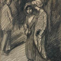 《两个女孩走》索菲尔·史坦林(Theophile Steinlen)高清作品欣赏