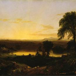 《夏日黄昏。回忆新英格兰的一幕》托马斯·科尔(Thomas Cole)高清作品欣赏