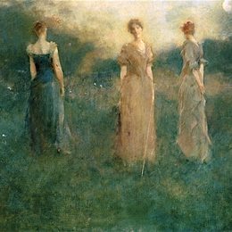 《在花园里》托马斯·杜因(Thomas Dewing)高清作品欣赏