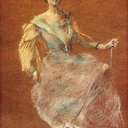 《蓝色女士》托马斯·杜因(Thomas Dewing)高清作品欣赏