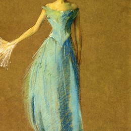 《蓝色的夫人，安妮拉撒路的肖像》托马斯·杜因(Thomas Dewing)高清作品欣赏