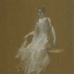 《怀特夫人在1895年》托马斯·杜因(Thomas Dewing)高清作品欣赏