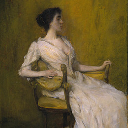 《白衣女子》托马斯·杜因(Thomas Dewing)高清作品欣赏