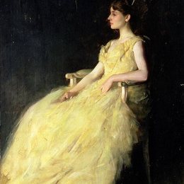 《黄色女士》托马斯·杜因(Thomas Dewing)高清作品欣赏