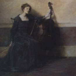 《大提琴女郎》托马斯·杜因(Thomas Dewing)高清作品欣赏