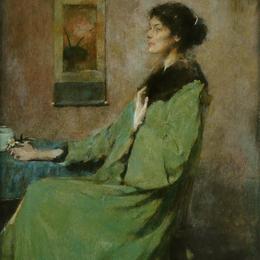 《玫瑰夫人画像》托马斯·杜因(Thomas Dewing)高清作品欣赏