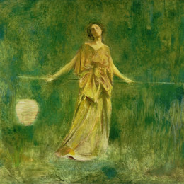 《绿色与金色交响曲》托马斯·杜因(Thomas Dewing)高清作品欣赏