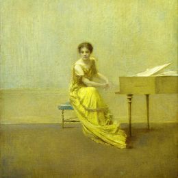 《音乐课》托马斯·杜因(Thomas Dewing)高清作品欣赏