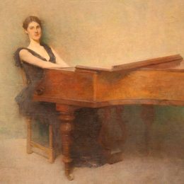 《钢琴》托马斯·杜因(Thomas Dewing)高清作品欣赏
