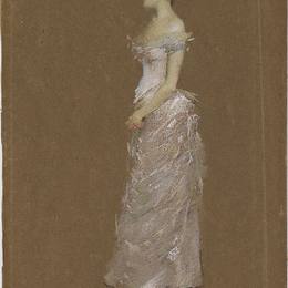 《粉红色连衣裙》托马斯·杜因(Thomas Dewing)高清作品欣赏