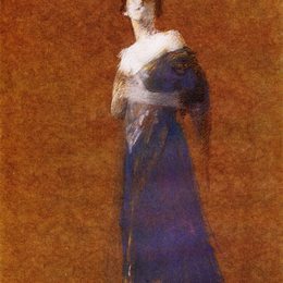 《蓝色的女人》托马斯·杜因(Thomas Dewing)高清作品欣赏
