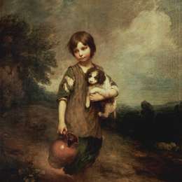 《一个带着狗和罐子的农家女孩》托马斯·庚斯博罗(Thomas Gainsborough)高清作品欣赏
