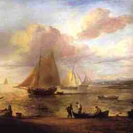 《海边景色，一片宁静》托马斯·庚斯博罗(Thomas Gainsborough)高清作品欣赏
