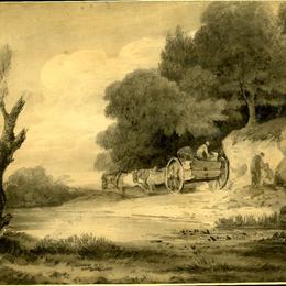 《手推车路旁人物》托马斯·庚斯博罗(Thomas Gainsborough)高清作品欣赏