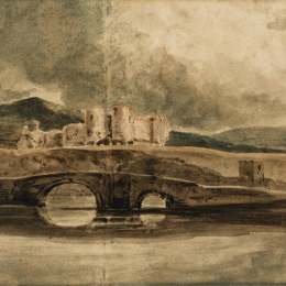 《里德兰城堡与桥》托马斯·格尔丁(Thomas Girtin)高清作品欣赏