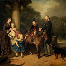 托马斯·琼斯·巴克(Thomas Jones Barker)高清作品:Charles Henry and Mary Crompton-Roberts and Their Children a