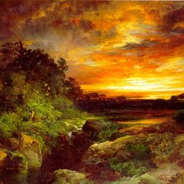 《大峡谷附近的亚利桑那落日》托马斯·莫兰(Thomas Moran)高清作品欣赏