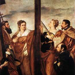 丁托莱托(Tintoretto)高清作品:Sts Helen and Barbara Adoring the Cross