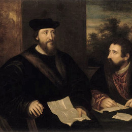 提香·韦切利奥(Titian)高清作品:French Cardinal Georges d`Armagnac and his secretary G. Phil