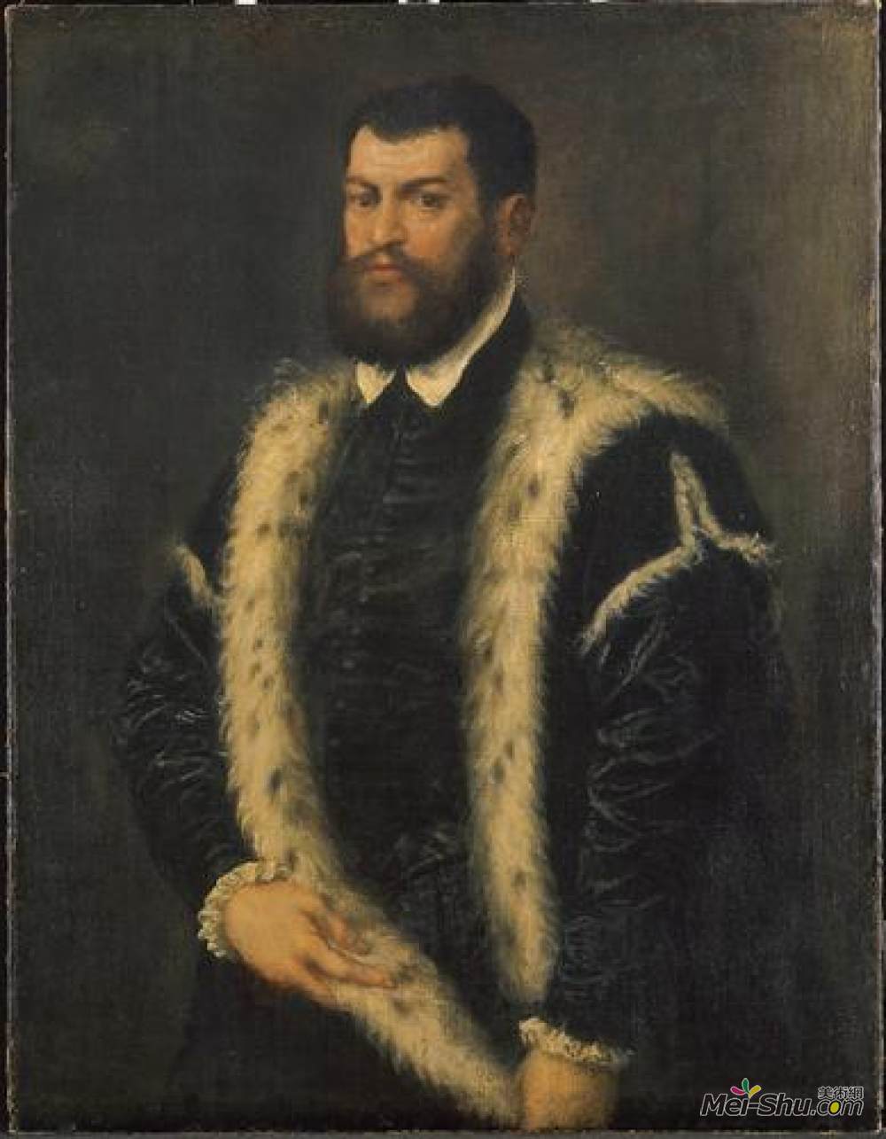 titian提香·韦切利奥油画3369《一个穿貂皮大衣的男人的肖像》提香