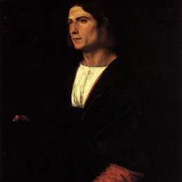 《有盖帽和手套的年轻人》提香·韦切利奥(Titian)高清作品欣赏