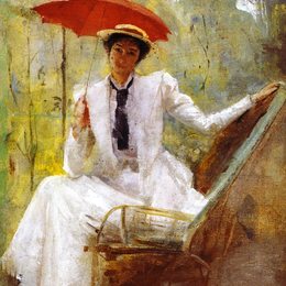 《带阳伞的女士》汤姆·罗伯茨(Tom Roberts)高清作品欣赏