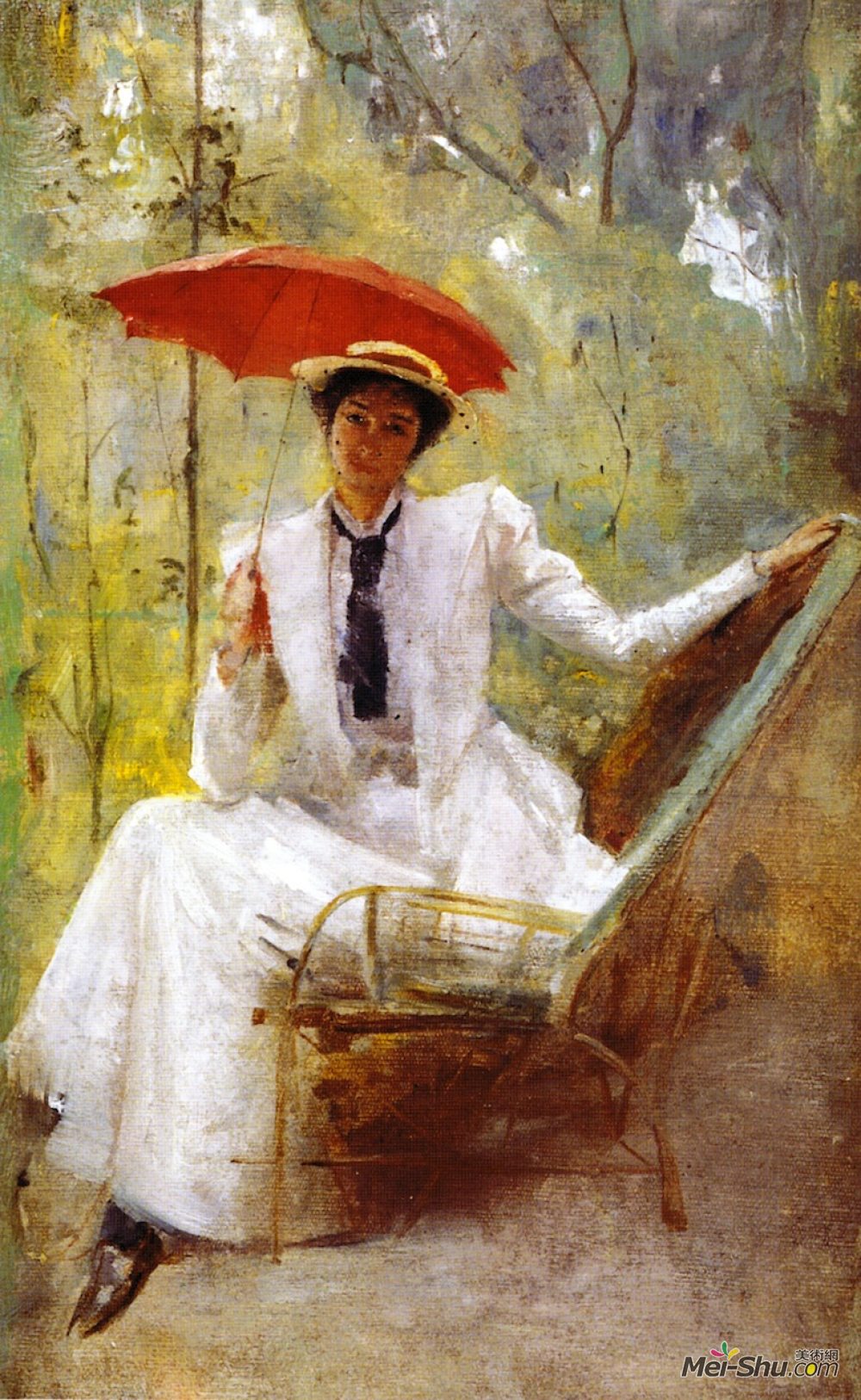 雨伞下的女人世界名画图片