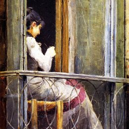 《阳台上的女人》汤姆·罗伯茨(Tom Roberts)高清作品欣赏