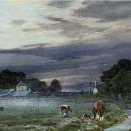 汤姆·斯科特(Tom Scott)高清作品:View of Philiphaugh Farm, Selkirk at dawn