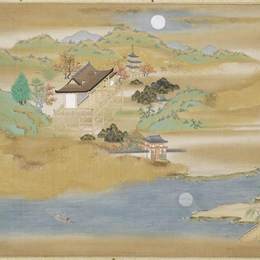 土佐光起(Tosa Mitsuoki)高清作品:Landscape around Ishiyama-dera and Lake Biwa