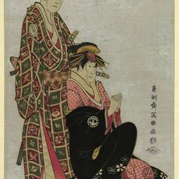 东洲斋写乐(Tōshūsai Sharaku)高清作品:Kabuki Actors Sawamura Sōjūrō and Segawa Kikunogō (adachi