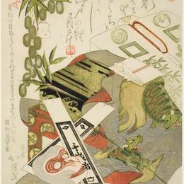 《猴子面具静物》鱼屋北溪(Toyota Hokkei)高清作品欣赏