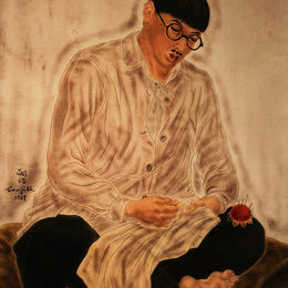 藤田嗣治(Tsuguharu Foujita)高清作品:Leonard Foujita making his own clothes