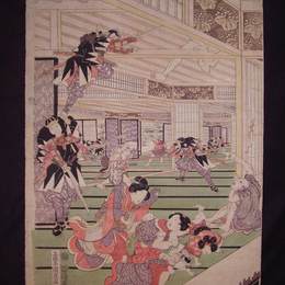 《罗宁斯袭击了基拉基拉的家（三人组的左侧小组）》歌川国贞(Utagawa Kunisada)高清作品欣赏