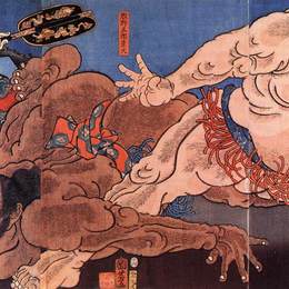 《摔跤》歌川国芳(Utagawa Kuniyoshi)高清作品欣赏