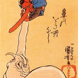 《捕捉腾飞的大象》歌川国芳(Utagawa Kuniyoshi)高清作品欣赏