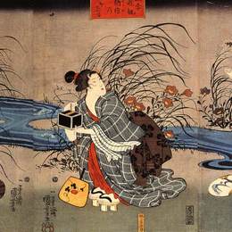 《一条溪流捕捉萤火虫的女人》歌川国芳(Utagawa Kuniyoshi)高清作品欣赏