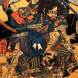 歌川国芳(Utagawa Kuniyoshi)高清作品:Hasebe Nobutsura during the taira attack on the takakura pal