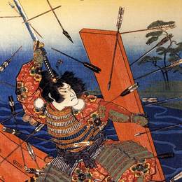 歌川国芳(Utagawa Kuniyoshi)高清作品:The death of Nitta Yoshioki at the Yaguchi ferry